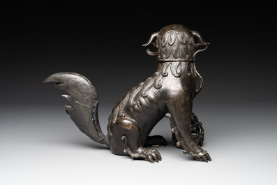 A Chinese bronze Buddhist lion-form incense burner, 17/18th C.