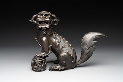 A Chinese bronze Buddhist lion-form incense burner, 17/18th C.