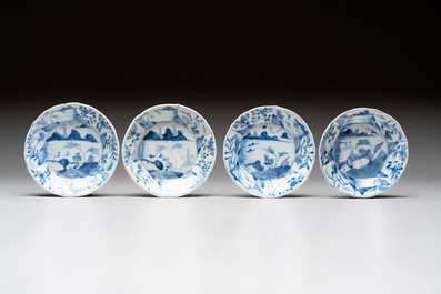16 Chinese blue and white wares, Kangxi/Yongzheng