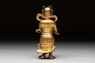 A Chinese gilt-bronze figure of Sudhana, 16/17th C.