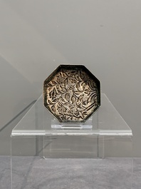 A silver tazza, four boxes and a large spoon, China and Thailand 19/20th C.
