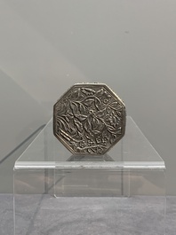 A silver tazza, four boxes and a large spoon, China and Thailand 19/20th C.