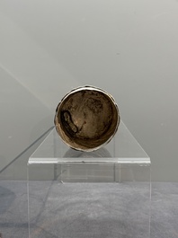 A silver tazza, four boxes and a large spoon, China and Thailand 19/20th C.