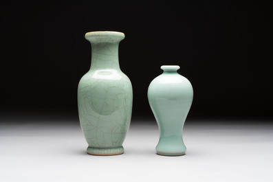 Two Chinese celadon-glazed vases, 19th C.