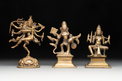 Seven bronze figures of deities and a religious relief plaque, India and Nepal, 18/19th C.