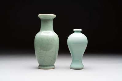 Two Chinese celadon-glazed vases, 19th C.