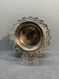 A silver tazza, four boxes and a large spoon, China and Thailand 19/20th C.