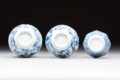 16 Chinese blue and white wares, Kangxi/Yongzheng