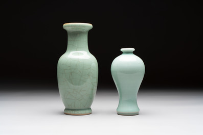 Two Chinese celadon-glazed vases, 19th C.