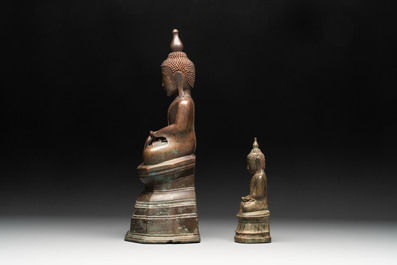 Two Burmese bronze sculptures of Buddha, 18th C.