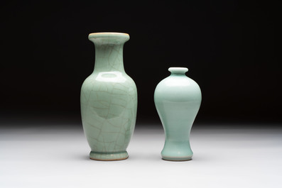 Two Chinese celadon-glazed vases, 19th C.