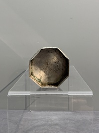 A silver tazza, four boxes and a large spoon, China and Thailand 19/20th C.