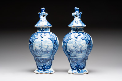Three plates, a pair of covered vases and a jug, The Netherlands and Spain, 18/19th C.
