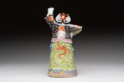Three Chinese famille rose figures, Cai Yong Xin Zao 蔡永新造 mark, 19/20th C.