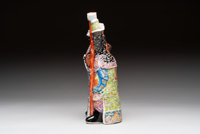 Three Chinese famille rose figures, Cai Yong Xin Zao 蔡永新造 mark, 19/20th C.
