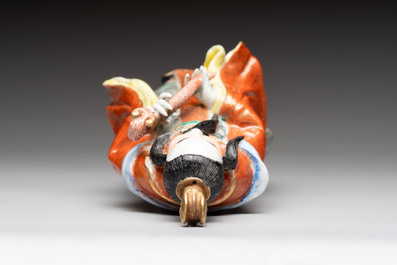 Three Chinese famille rose figures, Cai Yong Xin Zao 蔡永新造 mark, 19/20th C.