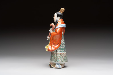 Three Chinese famille rose figures, Cai Yong Xin Zao 蔡永新造 mark, 19/20th C.