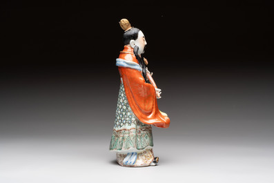 Three Chinese famille rose figures, Cai Yong Xin Zao 蔡永新造 mark, 19/20th C.