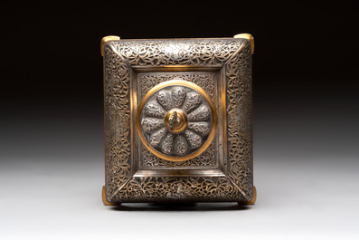 An Orientalist gilt and tinned bronze inkwell, probably France, 19th C.