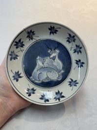 A Japanese blue and white 'deer and maple leaf' plate, Edo, 17th C.