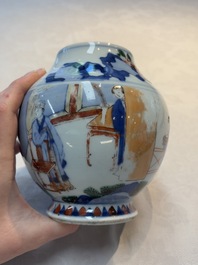 A Chinese wucai vase with narrative design, 19th C.