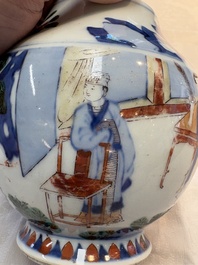 A Chinese wucai vase with narrative design, 19th C.