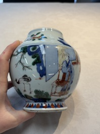 A Chinese wucai vase with narrative design, 19th C.