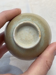 Thirteen Chinese blue and white 'Hatcher Cargo' cups and three celadon-glazed cups, Transitional period