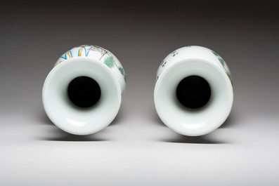 A pair of Chinese famille rose 'Wen Wang Fang Xian 文王訪賢' vases, signed Song Lin Ge 松林閣, 19/20th C.