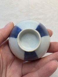 Thirteen Chinese blue and white 'Hatcher Cargo' cups and three celadon-glazed cups, Transitional period