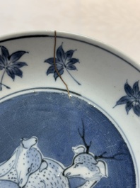 A Japanese blue and white 'deer and maple leaf' plate, Edo, 17th C.
