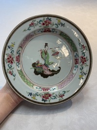 A pair of Chinese famille rose 'Lan Caihe' plates, Yongzheng