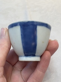 Thirteen Chinese blue and white 'Hatcher Cargo' cups and three celadon-glazed cups, Transitional period