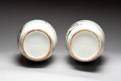 A pair of Chinese famille rose 'Wen Wang Fang Xian 文王訪賢' vases, signed Song Lin Ge 松林閣, 19/20th C.