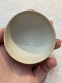 Thirteen Chinese blue and white 'Hatcher Cargo' cups and three celadon-glazed cups, Transitional period