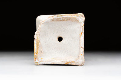 A polychrome Dutch maiolica salt, excavated in The Hague, probably Verstraeten workshop, Haarlem, 17th C.