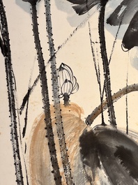 In the manner of Zhang Daqian 張大千 (1898-1983): 'Lotus', ink and colour on paper