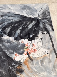 In the manner of Zhang Daqian 張大千 (1898-1983): 'Lotus', ink and colour on paper