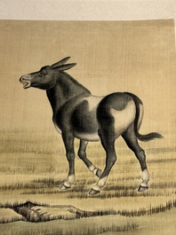 Ma Jin 馬晉 (1900-1970): 'Sheep, Donkeys, Rabbits and a Polar bear', ink and colour on silk