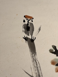 Linlu Xu 许麟庐 (1916-2011): 'Bird and chrysanthemum', ink and colour on paper