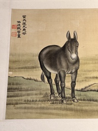 Ma Jin 馬晉 (1900-1970): 'Sheep, Donkeys, Rabbits and a Polar bear', ink and colour on silk
