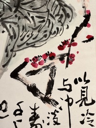 In the manner of Li Kuchan 李苦禪 (1899-1983): 'Chinese cabbage and prunus blossoms', ink and colour on paper