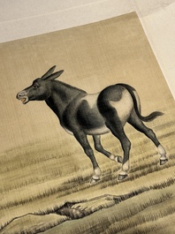 Ma Jin 馬晉 (1900-1970): 'Sheep, Donkeys, Rabbits and a Polar bear', ink and colour on silk