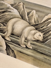 Ma Jin 馬晉 (1900-1970): 'Sheep, Donkeys, Rabbits and a Polar bear', ink and colour on silk