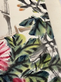 Linlu Xu 许麟庐 (1916-2011): 'Bird and chrysanthemum', ink and colour on paper