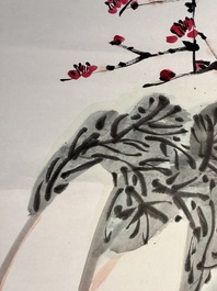 In the manner of Li Kuchan 李苦禪 (1899-1983): 'Chinese cabbage and prunus blossoms', ink and colour on paper