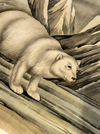 Ma Jin 馬晉 (1900-1970): 'Sheep, Donkeys, Rabbits and a Polar bear', ink and colour on silk