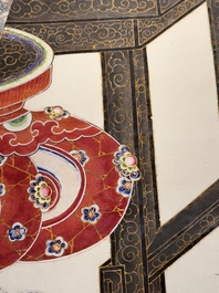 In the manner of Chen Shaofeng 陳兆鳳 (Late Qing Dynasty): 'Qinggong 清供', ink and colour on paper, Cixi mark, 20th C.