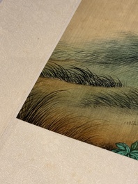 Ma Jin 馬晉 (1900-1970): 'Sheep, Donkeys, Rabbits and a Polar bear', ink and colour on silk