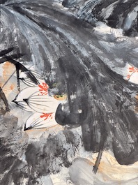 In the manner of Zhang Daqian 張大千 (1898-1983): 'Lotus', ink and colour on paper